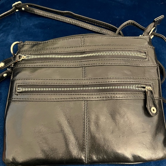 Target Black Faux Leather shoulder bag Handbag with Zippers Punk 80s 90s Retro - Picture 5 of 9